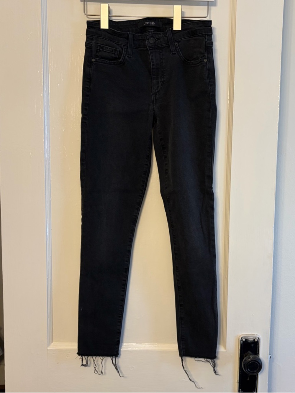 Joe's Jeans Women's Black High-Rise Skinny Jeans with Frayed Hem